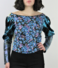 Load image into Gallery viewer, Bryga-1S Mixed Media Blouse in Lake
