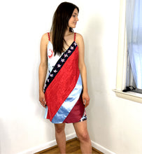 Load image into Gallery viewer, Danica Dress in Red and Sky Bias Strips
