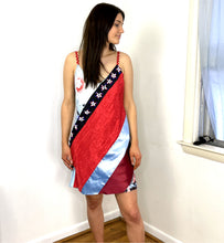 Load image into Gallery viewer, Danica Dress in Red and Sky Bias Strips