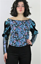 Load image into Gallery viewer, Bryga-1S  Mixed Media Blouse in Lake
