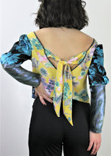 Load image into Gallery viewer, Bryga-1S  Mixed Media Blouse in Lake
