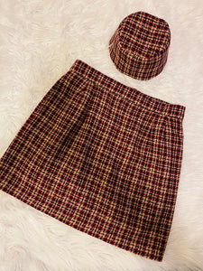 Mini and Hat Set in Rust Plaid