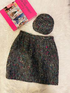 Mini and Hat Set in Gray and Neon Tweed