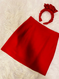 Mini Skirt and Headpiece Set in Red