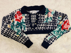 Navy/Floral Cropped Sweater